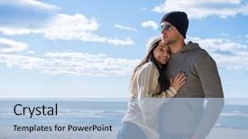  Presentation with time - Audience pleasing slides consisting of jumper - happy couple enyojing time together backdrop and a light blue colored foreground