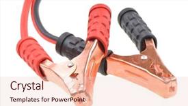  Presentation with cable - PPT theme featuring jumper cable isolated on white background and a lemonade colored foreground