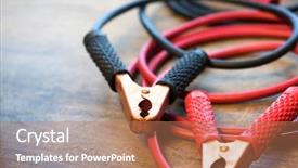  Presentation with battery - Slide set with jumper cable or booster cables background and a coral colored foreground