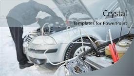 Presentation with winter weather - Amazing presentation theme having jumper cables - automobile starter battery problem backdrop and a light blue colored foreground