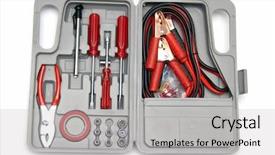  Presentation with cables - Cool new PPT theme with jumper cables - safety tools ever needed backdrop and a light gray colored foreground