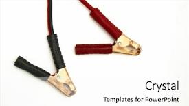  Presentation with kelani cables - Beautiful PPT layouts featuring jumper cables isolated on light backdrop and a  colored foreground