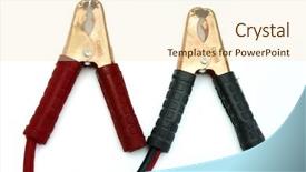  Presentation with wires and cables - Presentation design enhanced with jumper cables isolated on light background and a  colored foreground