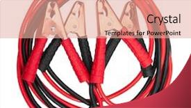  Presentation with cables - Theme with jumper cables isolated on white background and a coral colored foreground