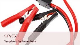  Presentation with kelani cables - PPT layouts having jumper cables on plain background background and a lemonade colored foreground