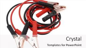  Presentation with cables - Slide set enhanced with jumper cables on plain background background and a white colored foreground