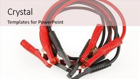  Presentation with plain - Presentation theme featuring jumper cables on plain background background and a  colored foreground