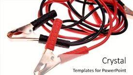  Presentation with cables - PPT theme enhanced with jumper cables on plain background background and a white colored foreground