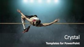  Presentation with athlete - Slides consisting of jumping - athlete in action of high background and a dark gray colored foreground