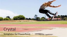  Presentation with athlete - Theme consisting of jumping - athlete performing a long jump background and a lemonade colored foreground