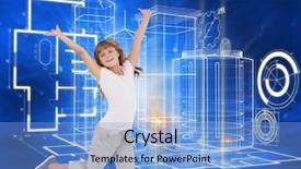  Presentation with blue squares - Theme enhanced with jumping against abstract blue square background and a light blue colored foreground