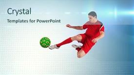 Presentation with football - Presentation featuring jumping and kicking against technical background and a sky blue colored foreground