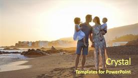  Presentation with black couple having fun - Presentation design with jumping baby - happy young family having fun background and a tawny brown colored foreground