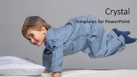  Presentation with blue - PPT layouts consisting of jumping baby - playful little boy wearing blue background and a light gray colored foreground