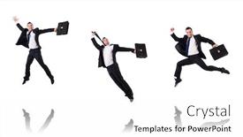  Presentation with monarch butterfly isolated on white - Presentation design enhanced with jumping businessman isolated on the white background and a white colored foreground