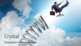  Presentation with promotion - Amazing slide set having jumping from spring in promotion backdrop and a sky blue colored foreground