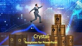  Presentation with barrels - Beautiful PPT layouts featuring jumping from stack of oil backdrop and a tawny brown colored foreground
