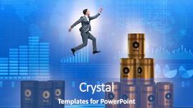  Presentation with barrels - Slide set with jumping from stack of oil background and a teal colored foreground