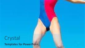  Presentation with jolly - Beautiful presentation design featuring jumping-happy-jolly-girl backdrop and a teal colored foreground