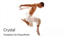  Presentation with young athletes box jumping - Slide set enhanced with jumping high on isolated white background and a  colored foreground