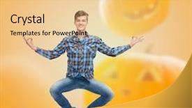  Presentation with freedom - Colorful slides enhanced with jumping in air over halloween backdrop and a lemonade colored foreground