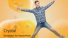  Presentation with freedom - Presentation theme having jumping in air over halloween background and a yellow colored foreground