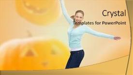  Presentation with freedom - Audience pleasing PPT theme consisting of jumping in air over halloween backdrop and a  colored foreground