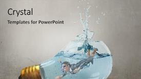  Presentation with hackers mask - Presentation design consisting of jumping in lightbulb with water background and a light gray colored foreground