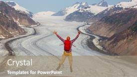  Presentation with glacier - Cool new presentation theme with jumping-man-above-salmon-glacier backdrop and a coral colored foreground
