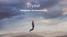  Presentation with desert - Beautiful theme featuring jumping-man-above-sand-desert backdrop and a ocean colored foreground