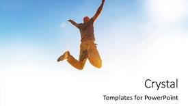  Presentation with shot - Beautiful slides featuring jumping man close up shot backdrop and a white colored foreground