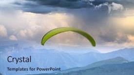  Presentation with flying angel - Cool new PPT theme with jumping mountains - paraglider flying over the breathtaking backdrop and a light blue colored foreground