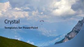  Presentation with scenery - Slide set having jumping mountains - paraglider flying over the breathtaking background and a light blue colored foreground