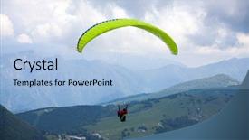  Presentation with scenery - Colorful presentation theme enhanced with jumping mountains - paraglider flying over the breathtaking backdrop and a light blue colored foreground