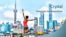  Presentation with runner - Colorful theme enhanced with jumping of joy in shanghai backdrop and a cool aqua colored foreground