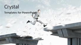  Presentation with gap - Presentation design consisting of jumping over gap in bridge background and a sky blue colored foreground