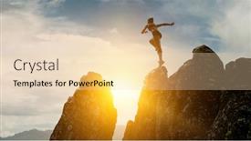  Presentation with challenge - Amazing slide deck having jumping-over-precipice-challenge-concept backdrop and a lemonade colored foreground