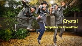  Presentation with jumping mouse - Amazing PPT layouts having old man leaping - jumping photographers are taking backdrop and a tawny brown colored foreground