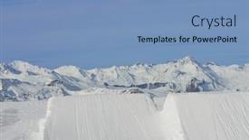  Presentation with snow mountain - Colorful slide set enhanced with jumping-skier-at-mountain-winter backdrop and a teal colored foreground