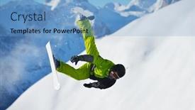  Presentation with snow mountain - Presentation theme featuring jumping-skier-at-mountain-winter background and a light blue colored foreground