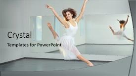  Presentation with dance beautiful couple dancing ballroom - Colorful presentation design enhanced with jumping steps - beautiful young woman dancing backdrop and a light gray colored foreground