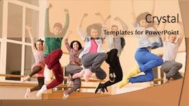  Presentation with hip hop - Amazing presentation having jumping steps - group of young hip-hop dancers backdrop and a lemonade colored foreground