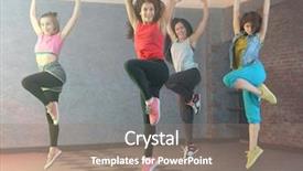  Presentation with hip hop - Theme enhanced with jumping steps - group of young hip-hop dancers background and a gray colored foreground