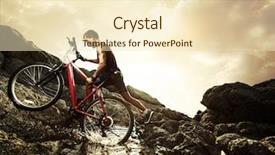  Presentation with athlete - Colorful theme enhanced with jumping steps - young athlete crossing water barrier backdrop and a lemonade colored foreground