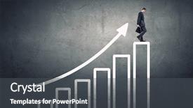  Presentation with growing - Theme enhanced with jumping steps - young businessman walking up background and a dark gray colored foreground