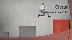  Presentation with level up - Slide deck with jumping to a higher level background and a light gray colored foreground