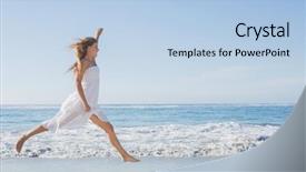  Presentation with jumping into the ocan - Slide set enhanced with jumping up on the beach background and a light blue colored foreground