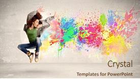  Presentation with ink splatter - Slide deck having jumping with colorful ink splatter background and a lemonade colored foreground