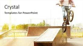  Presentation with bmx - Audience pleasing theme consisting of jumping with his bmx bike backdrop and a white colored foreground