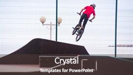  Presentation with bmx - Colorful slides enhanced with jumping with his bmx bike backdrop and a tawny brown colored foreground